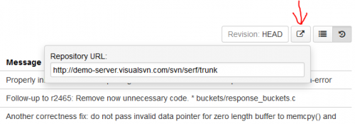Кнопка проверки веб-интерфейса сервера VisualSVN