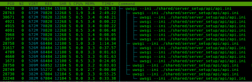 htop выход uwsgi / колба